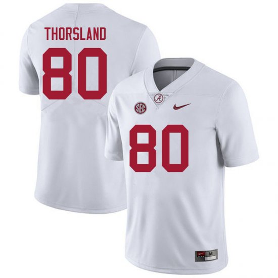 NCAA Men's Alabama Crimson Tide #80 Adam Thorsland Stitched College 2021 Nike Authentic White Football Jersey IR17E21PI
